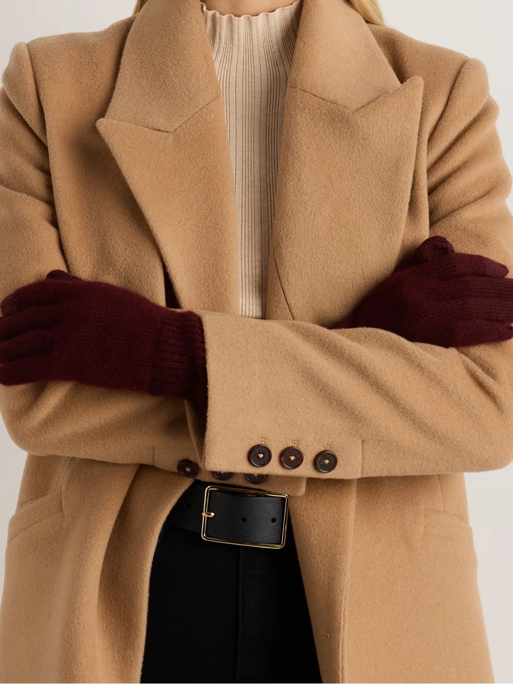 NWT QUINCE Mongolian Cashmere Gloves Rich Burgundy 0853
